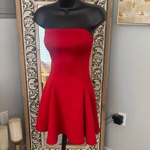 Strapless Red Fit & Flare Dress